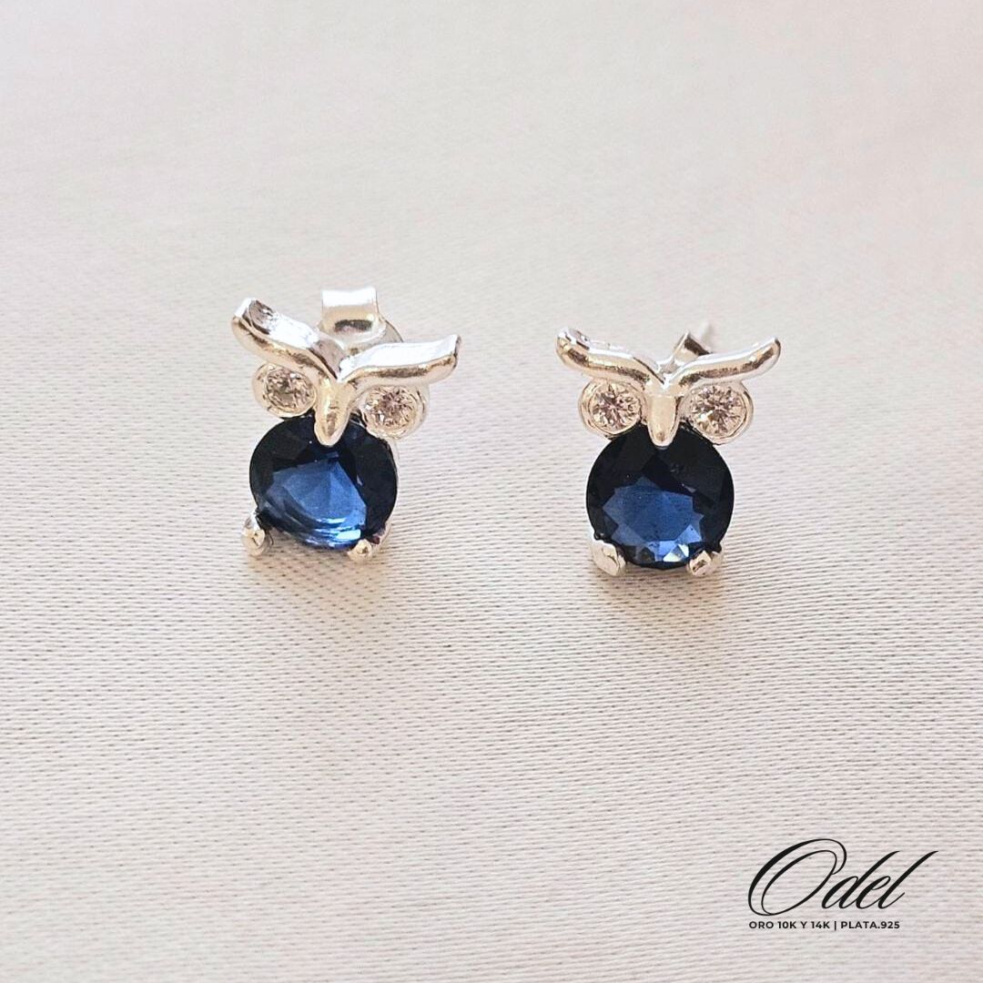 Aretes de búho en plata .925 tipo broquel