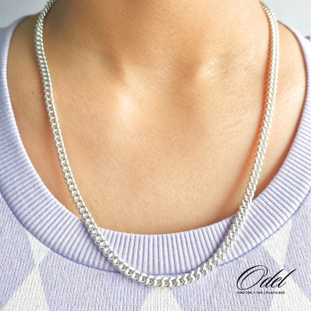 Cadena tipo Cubana en plata .925 – 55 cm