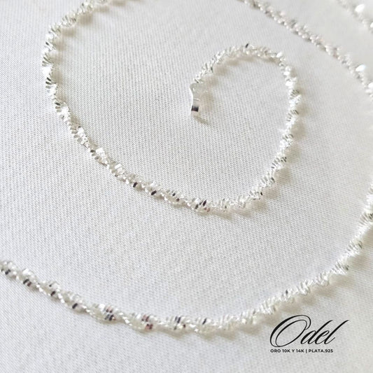 Cadena tipo Singapur en plata .925 – 45 cm delicada y brillante