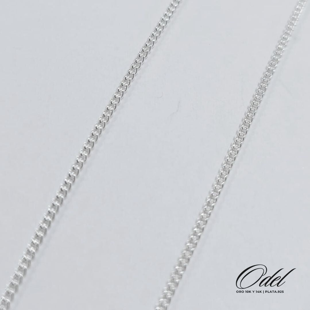 Cadena Cubana Delgada y Corta 45 cm Plata .925
