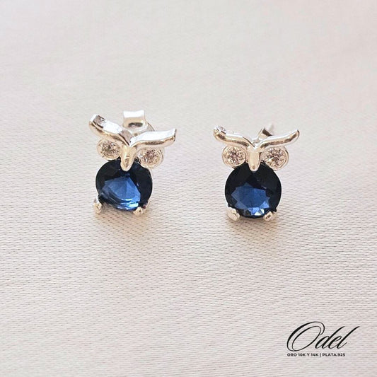 Aretes de búho en plata .925 tipo broquel