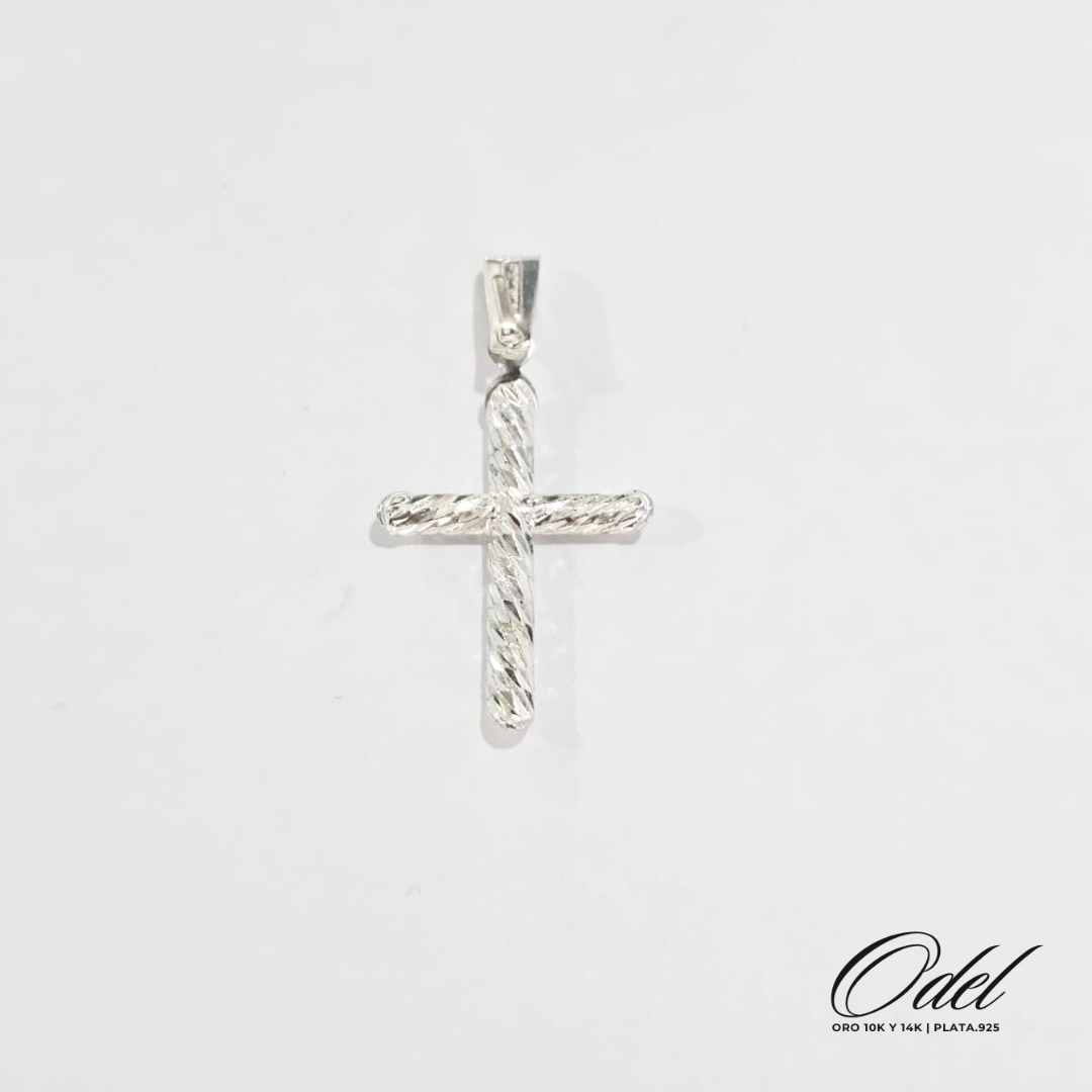 Dije de cruz diamantada sin Cristo en plata .925