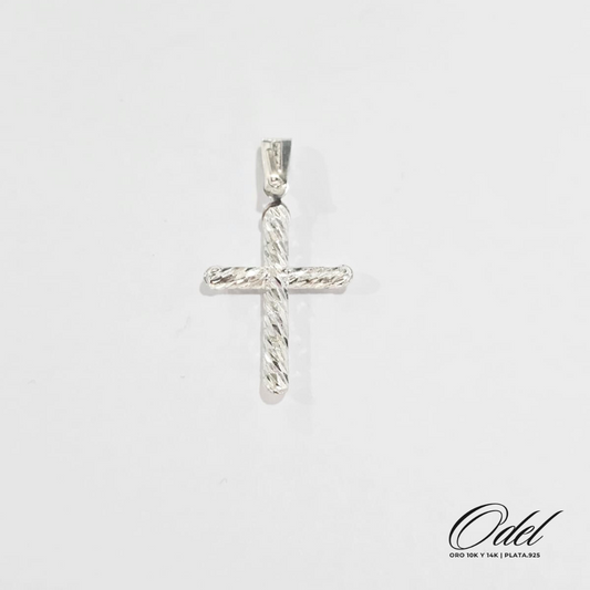 Dije de cruz diamantada sin Cristo en plata .925