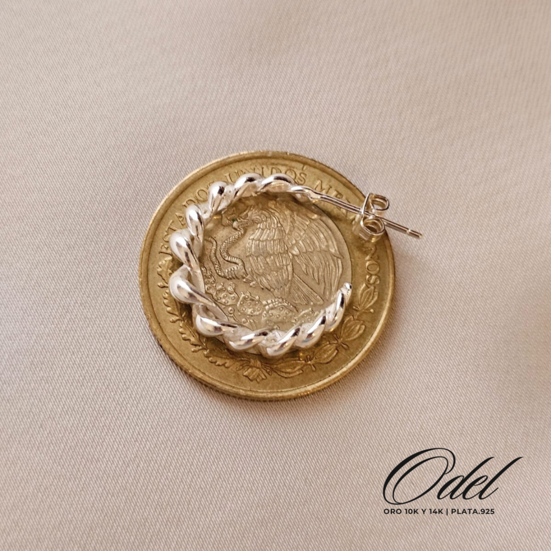 Arracadas torsal en plata .925